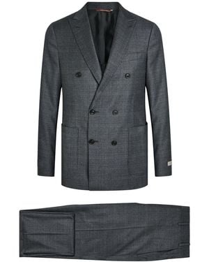 Canali Checked Wool Suit - Gray