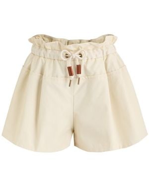 Moncler Canvas Trim Shell Shorts - Natural