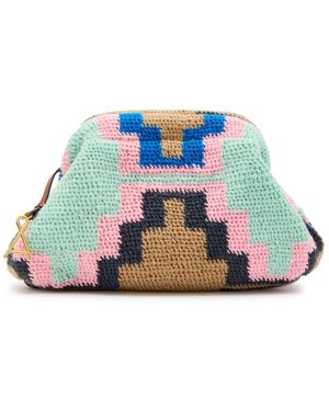 Among Equals Bilum Patterned Wool-Blend Clutch - Blue