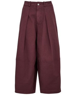 YMC Deadbeat Wide-leg Stretch-twill Trousers - Purple