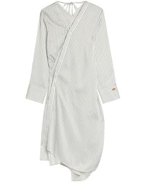 Acne Studios Striped Satin Midi Shirt Dress - White
