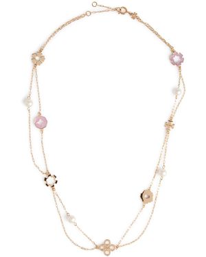 Tory Burch Kira Clover 18Kt-Plated Necklace - White