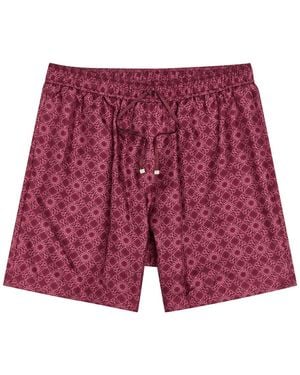 Amiri Ma Quad Logo-Monogrammed Silk Shorts - Red