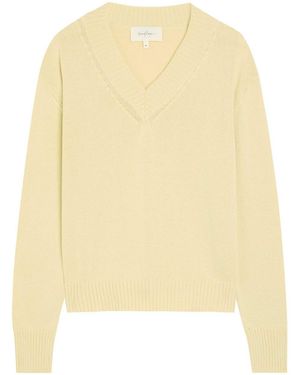 Second Layer Vexed V-Neck Cotton-Blend Jumper - Natural