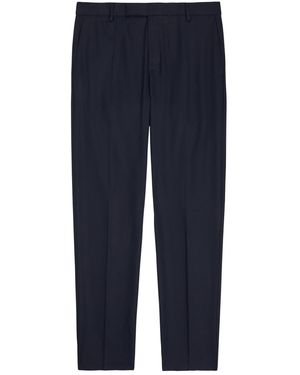 Sunspel Textured Slim-Leg Stretch-Wool Trousers - Blue