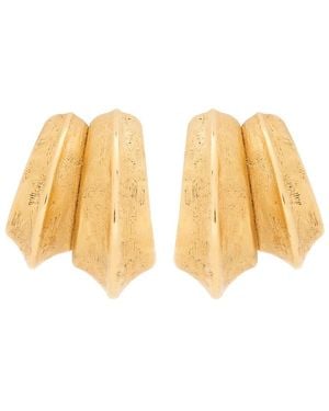 Saint Laurent Bo Pointes Arrondies Sculpted-Tone Earrings - White
