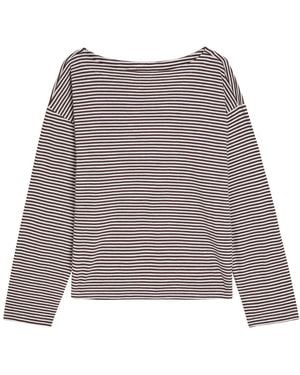Eileen Fisher Striped Cotton Top - Grey