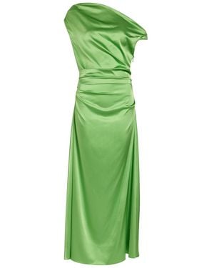STAUD Phare Draped Stretch-Silk Maxi Dress - Green