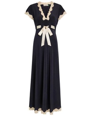 RIXO London Marlice Ribbon Silk Midi Dress - Blue