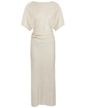 STAUD Amelie Linen-Blend Midi Dress - White