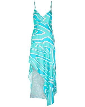 PUCCI Abito Printed Silk-Twill Midi Dress - Blue