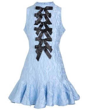Sister Jane Feria Floral-Jacquard Cloque Mini Dress - Blue