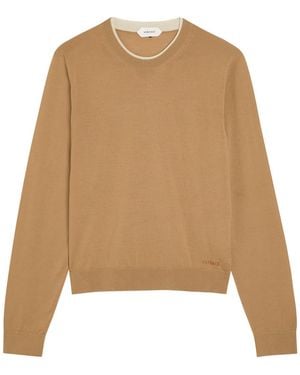 Versace Layered-Neck Wool-Blend Jumper - Natural