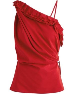 Dries Van Noten Ciska Stretch-Silk Chiffon Wrap Top - Red