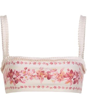 Agua Bendita Olmo Floral-Print Bikini Top - Pink