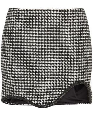 Nue Studio Houndstooth Wool-blend Mini Skirt - Black