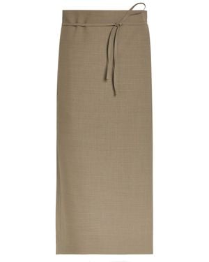 Calvin Klein Hallie Wool Midi Wrap Skirt - Natural