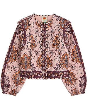 FARM Rio Glam Tapestry Quilted Printed Cotton Jacket - Red