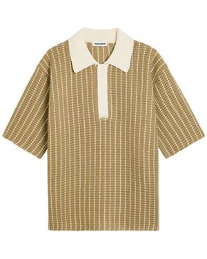 Jil Sander Striped Cotton-Knit Polo Shirt - Natural