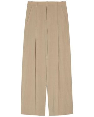 Vince Pleated Wide-Leg Woven Trousers - Natural
