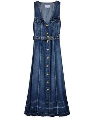 Ganni Belted Midi Dress - Blue