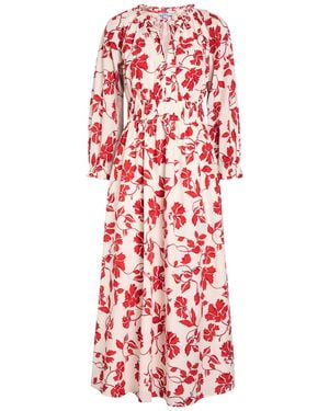 Rails Matia Floral-Print Cotton Midi Dress - Red