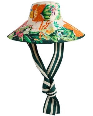 ALÉMAIS Aggie Printed Linen Sun Hat - Green