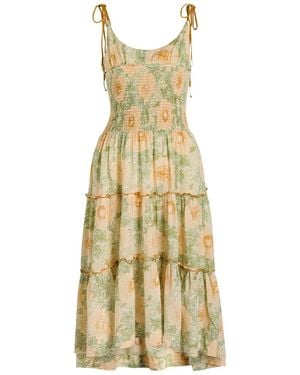 Free People Adriel Floral-Print Cotton Midi Dress - Yellow