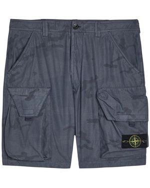 Stone Island Camo-Print Cotton-Blend Shorts - Grey