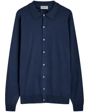 John Smedley Tibor Wool Cardigan - Blue