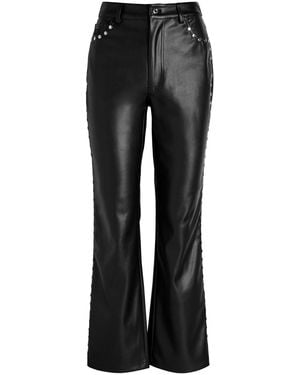 Never Fully Dressed Stud-Embellished Faux Leather Trousers - Black