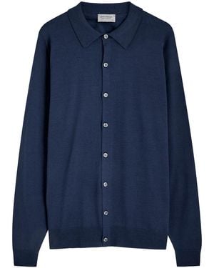 John Smedley Tibor Wool Cardigan - Blue