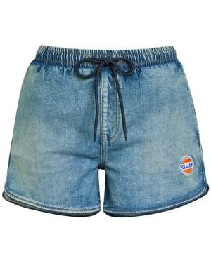 AN-Y1 Star Logo-Embroidered Stretch- Shorts - Blue