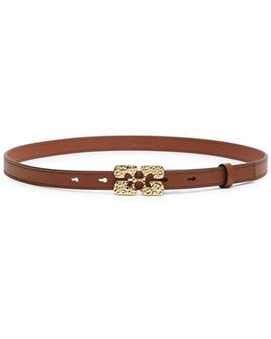 Ganni Logo Leather Belt - Brown