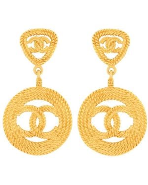 Susan Caplan Chanel Rope-Effect Clip-On Drop Earrings - Metallic