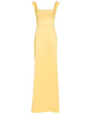 Rebecca Vallance Mandy Pleated Slubbed-Poplin Maxi Dress - Yellow