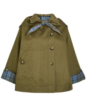 Damson Madder Jerry Reversible Plaid Cotton Trench Jacket - Green