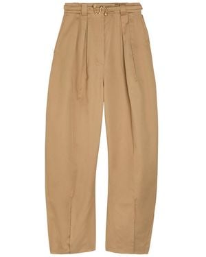 Sportmax Belted Cotton Wide-Leg Trousers - Natural