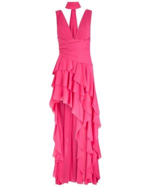 Alice + Olivia Holly Ruffle Maxi Dress With Scarf - Pink