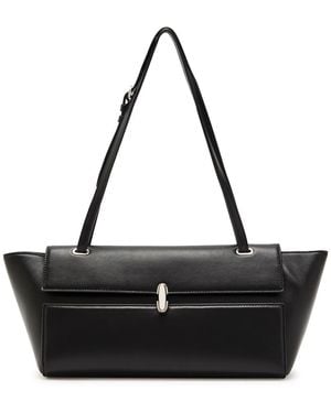 SAVETTE Trapeze Leather Shoulder Bag - Black