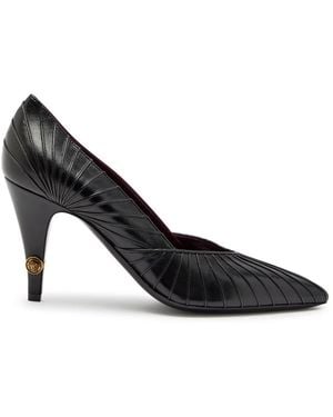 Versace 90 Pintuck Leather Court Shoes - Black