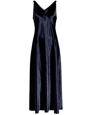Eileen Fisher Crinkled Satin Midi Dress - Blue