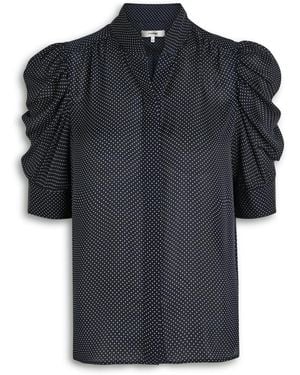 FRAME The Gillian Polka-Dot Silk-Chiffon Blouse - Black