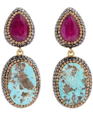 SORU Ruby And 18Kt-Plated Drop Earrings - Multicolour