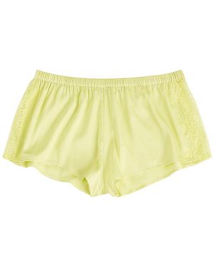 Simone Perele Satin Secrets Lace-Trim Satin Pyjama Shorts - Yellow