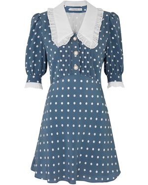 Alessandra Rich Polka-dot Silk Mini Dress - Blue