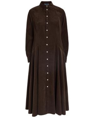 Polo Ralph Lauren Corduroy Midi Shirt Dress - Brown
