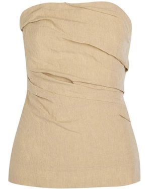 TOVE Izel Strapless Linen Top - Natural