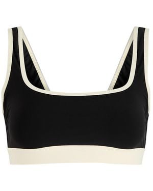 Bondi Born Away That Day Palma Scoop-Neck Designer Bikini Top, Ivory, M - Black