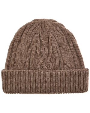 John Smedley Emery Cable-Knit Cashmere And Wool-Blend Beanie - Brown